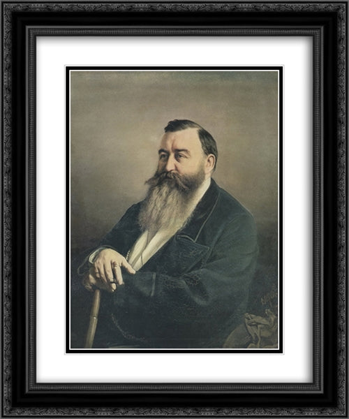 Portrait of F.F. Rezanov 20x24 Black Ornate Wood Framed Art Print Poster with Double Matting by Perov, Vasily