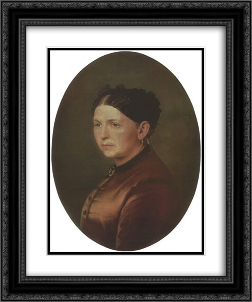 Portrait of Feodosya Resanova 20x24 Black Ornate Wood Framed Art Print Poster with Double Matting by Perov, Vasily