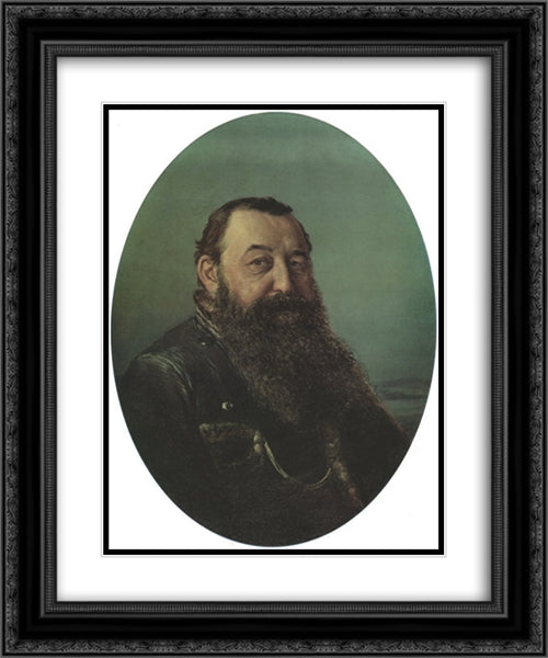 Portrait of N.F. Rezanov 20x24 Black Ornate Wood Framed Art Print Poster with Double Matting by Perov, Vasily