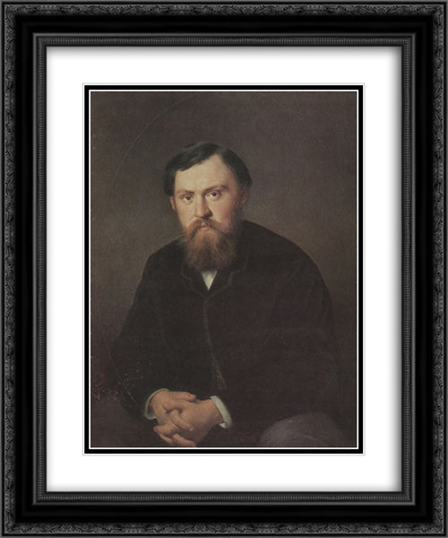 Portrait of A. A. Borisov 20x24 Black Ornate Wood Framed Art Print Poster with Double Matting by Perov, Vasily