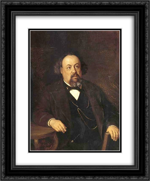 Portrait of A.F. Pysems'kogo 20x24 Black Ornate Wood Framed Art Print Poster with Double Matting by Perov, Vasily