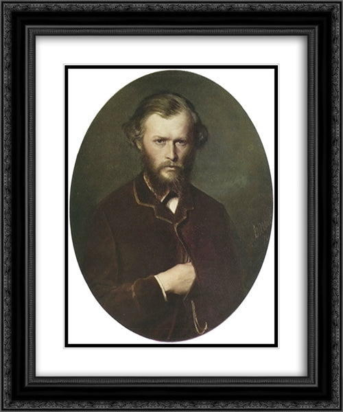 Portrait of Nikolai Lanin 20x24 Black Ornate Wood Framed Art Print Poster with Double Matting by Perov, Vasily