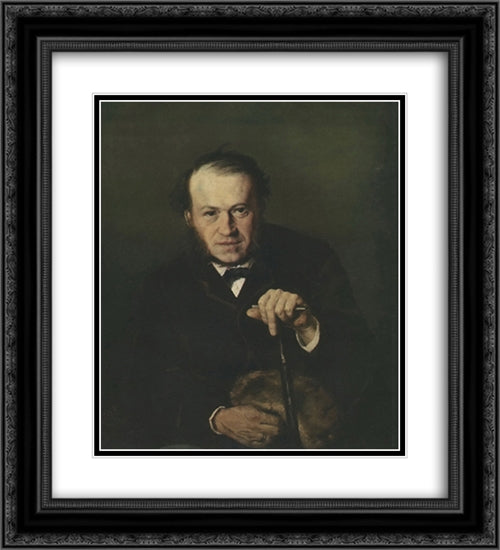 Portrait of Vasily Bezsonov 20x22 Black Ornate Wood Framed Art Print Poster with Double Matting by Perov, Vasily