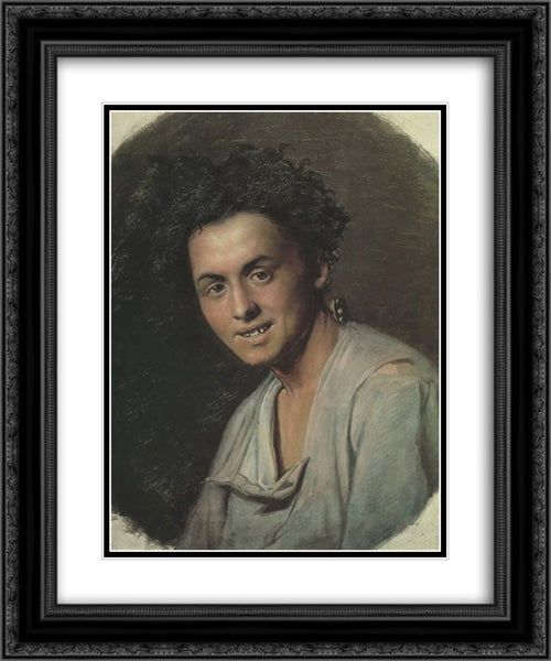 Small seventeen (baker) 20x24 Black Ornate Wood Framed Art Print Poster with Double Matting by Perov, Vasily
