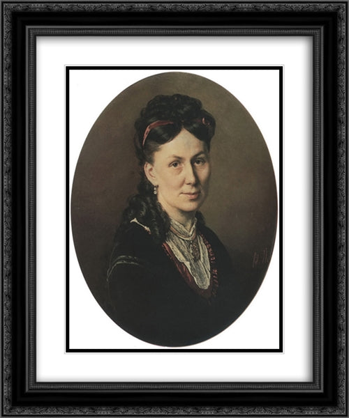 Portrait Avdotya Kuznetsova 20x24 Black Ornate Wood Framed Art Print Poster with Double Matting by Perov, Vasily