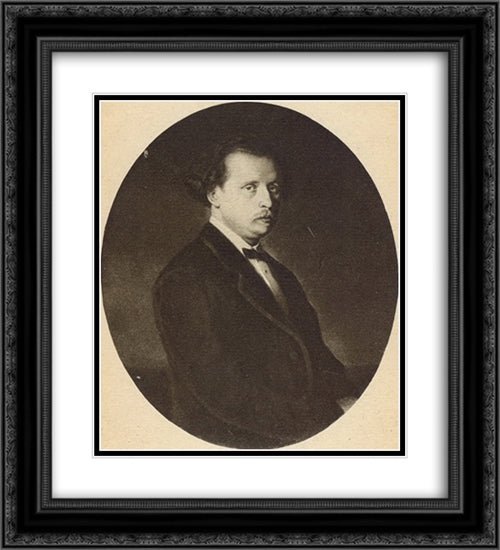 Portrait of Nikolai Rubinstein 20x22 Black Ornate Wood Framed Art Print Poster with Double Matting by Perov, Vasily