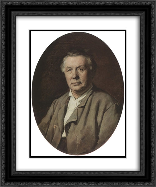 Portrait of Unknown Man 20x24 Black Ornate Wood Framed Art Print Poster with Double Matting by Perov, Vasily