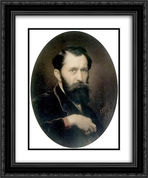 Self-portrait 20x24 Black Ornate Wood Framed Art Print Poster with Double Matting by Perov, Vasily