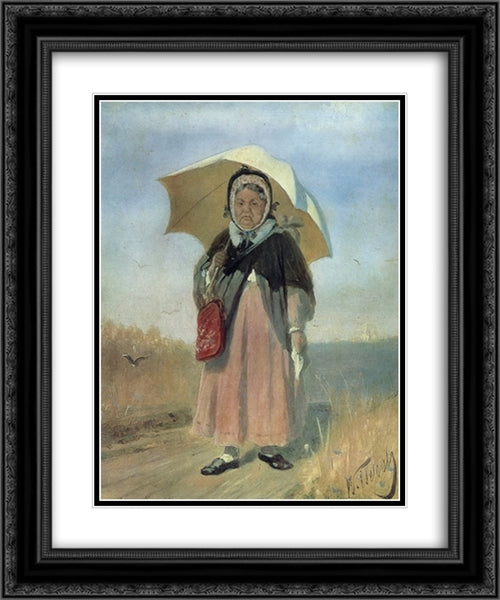 To the Holy Trinity 20x24 Black Ornate Wood Framed Art Print Poster with Double Matting by Perov, Vasily