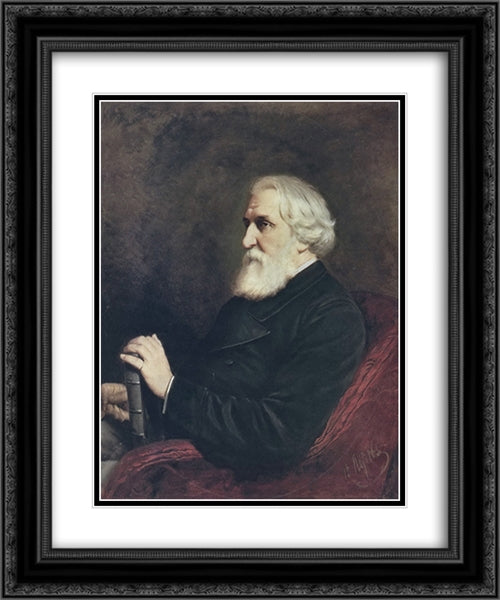 Portrait of the Author Ivan Turgenev 20x24 Black Ornate Wood Framed Art Print Poster with Double Matting by Perov, Vasily