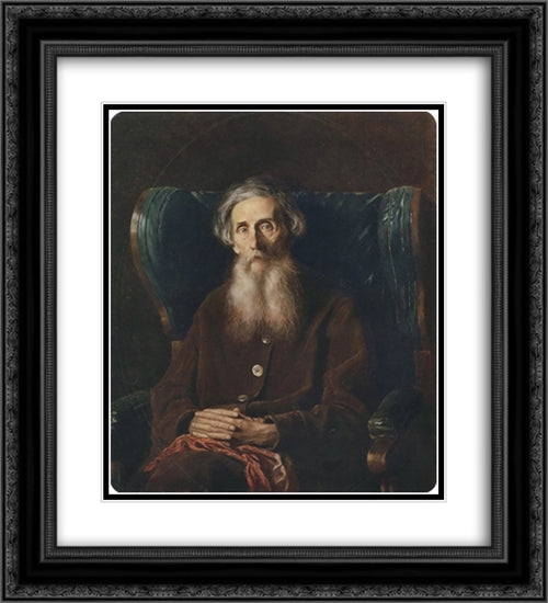 Portrait of the Author Vladimir Dahl 20x22 Black Ornate Wood Framed Art Print Poster with Double Matting by Perov, Vasily