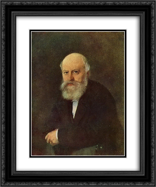 Portrait of the composer P.S. Campione 20x24 Black Ornate Wood Framed Art Print Poster with Double Matting by Perov, Vasily