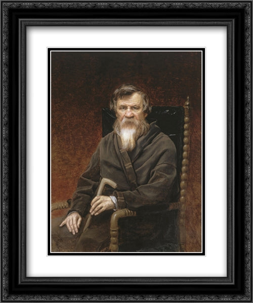 Portrait of the historian Mikhail Petrovich Pogodin 20x24 Black Ornate Wood Framed Art Print Poster with Double Matting by Perov, Vasily
