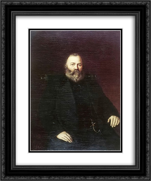 Portrait of a merchant S.T. Kuznetsov 20x24 Black Ornate Wood Framed Art Print Poster with Double Matting by Perov, Vasily