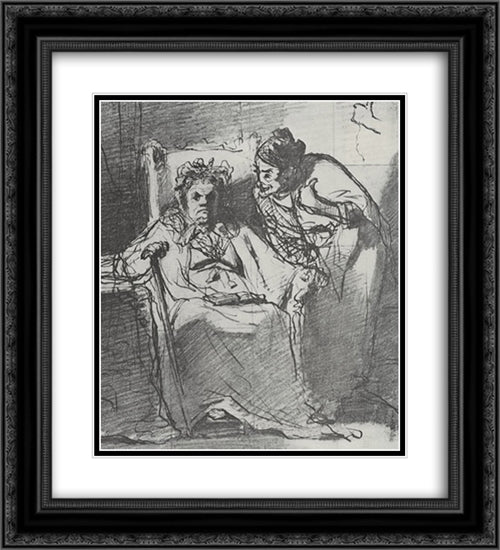 Naushnitsa. Before the storm 20x22 Black Ornate Wood Framed Art Print Poster with Double Matting by Perov, Vasily