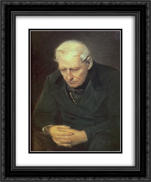 Old man 20x24 Black Ornate Wood Framed Art Print Poster with Double Matting by Perov, Vasily