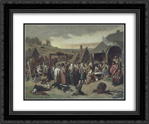 Court Pugacheva 24x20 Black Ornate Wood Framed Art Print Poster with Double Matting by Perov, Vasily