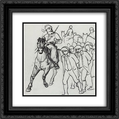 Pugachev escort convoys of prisoners 20x20 Black Ornate Wood Framed Art Print Poster with Double Matting by Perov, Vasily