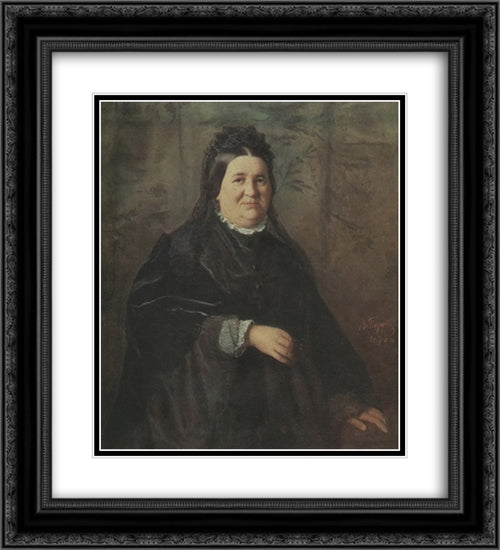 Portrait of A.I. Kridener, born. Ivanova, mother of the artist 20x22 Black Ornate Wood Framed Art Print Poster with Double Matting by Perov, Vasily