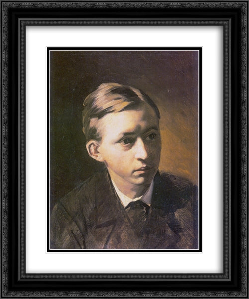 Portrait of the Painter Nikolai Kasatkin 20x24 Black Ornate Wood Framed Art Print Poster with Double Matting by Perov, Vasily