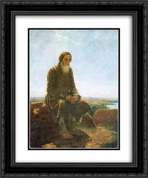 The farmer in the field 20x24 Black Ornate Wood Framed Art Print Poster with Double Matting by Perov, Vasily