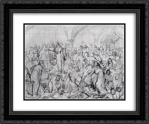 Nikita Pustosvyat. The dispute about the faith 24x20 Black Ornate Wood Framed Art Print Poster with Double Matting by Perov, Vasily