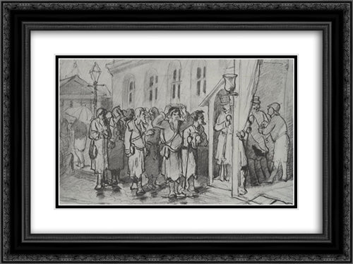 Walkers-seeking 24x18 Black Ornate Wood Framed Art Print Poster with Double Matting by Perov, Vasily