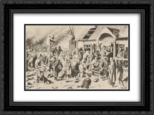 Court Pugacheva 24x18 Black Ornate Wood Framed Art Print Poster with Double Matting by Perov, Vasily