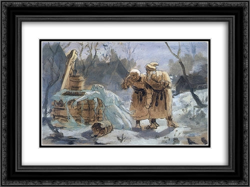 Melting Snow Maiden 24x18 Black Ornate Wood Framed Art Print Poster with Double Matting by Perov, Vasily