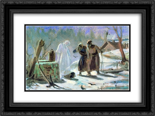 Melting Snow Maiden. Sketch 24x18 Black Ornate Wood Framed Art Print Poster with Double Matting by Perov, Vasily
