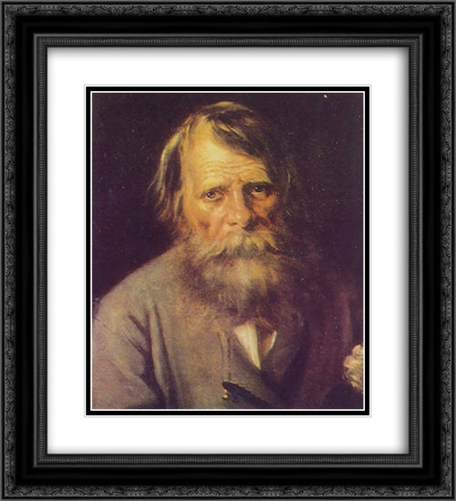 Portrait of a Man 20x22 Black Ornate Wood Framed Art Print Poster with Double Matting by Perov, Vasily
