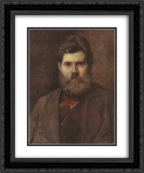 Portrait of the Sculptor Vladimir Brovsky 20x24 Black Ornate Wood Framed Art Print Poster with Double Matting by Perov, Vasily