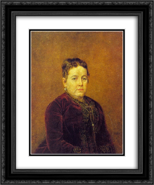 Portrait of an Unknown 20x24 Black Ornate Wood Framed Art Print Poster with Double Matting by Perov, Vasily