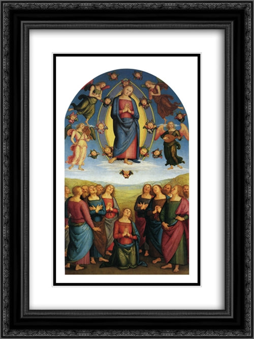 Pala di Corciano (Assumption of Mary) 18x24 Black Ornate Wood Framed Art Print Poster with Double Matting by Perugino, Pietro
