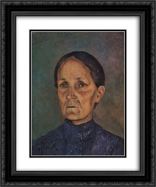 Portrait of A.P.Petrovoy-Vodkin, artist's mother 20x24 Black Ornate Wood Framed Art Print Poster with Double Matting by Petrov Vodkin, Kuzma