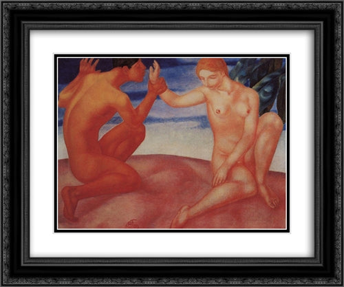 Youth (Kiss) 24x20 Black Ornate Wood Framed Art Print Poster with Double Matting by Petrov Vodkin, Kuzma