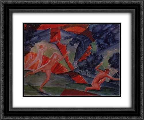 Hurricane 24x20 Black Ornate Wood Framed Art Print Poster with Double Matting by Petrov Vodkin, Kuzma