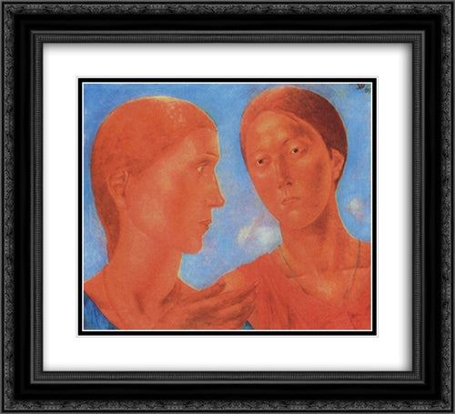 Two 22x20 Black Ornate Wood Framed Art Print Poster with Double Matting by Petrov Vodkin, Kuzma