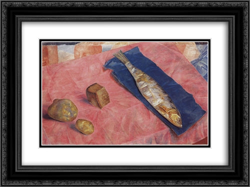 Herring 24x18 Black Ornate Wood Framed Art Print Poster with Double Matting by Petrov Vodkin, Kuzma