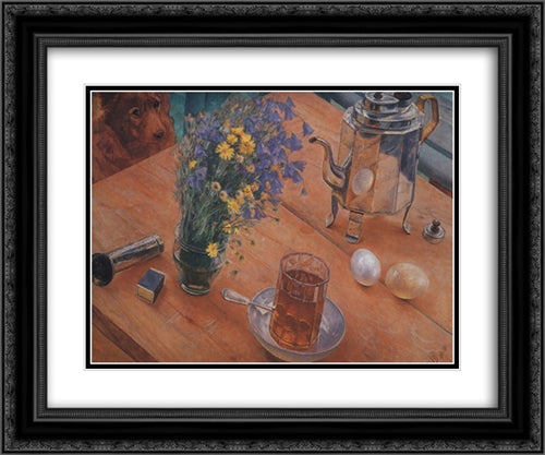 Morning Still Life 24x20 Black Ornate Wood Framed Art Print Poster with Double Matting by Petrov Vodkin, Kuzma