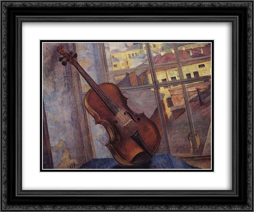 Violin 24x20 Black Ornate Wood Framed Art Print Poster with Double Matting by Petrov Vodkin, Kuzma