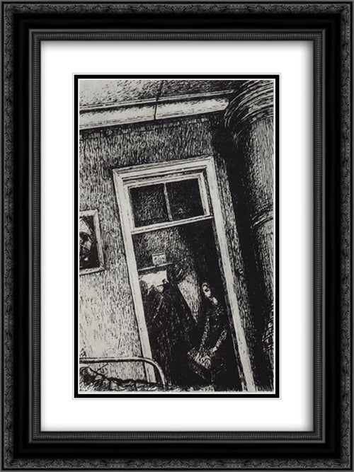 Interior 18x24 Black Ornate Wood Framed Art Print Poster with Double Matting by Petrov Vodkin, Kuzma