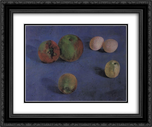 Still life 24x20 Black Ornate Wood Framed Art Print Poster with Double Matting by Petrov Vodkin, Kuzma