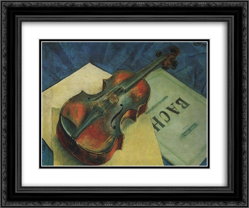 Violin 24x20 Black Ornate Wood Framed Art Print Poster with Double Matting by Petrov Vodkin, Kuzma