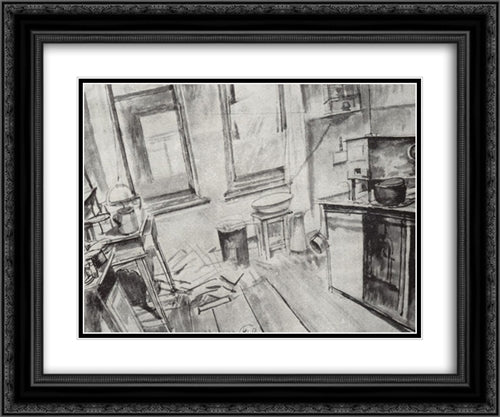 Kitchen 24x20 Black Ornate Wood Framed Art Print Poster with Double Matting by Petrov Vodkin, Kuzma