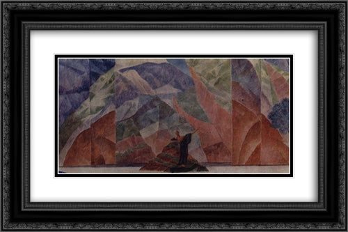 Set Design prologue to the staging of Satan's Diary (by L. Andreev) 24x16 Black Ornate Wood Framed Art Print Poster with Double Matting by Petrov Vodkin, Kuzma