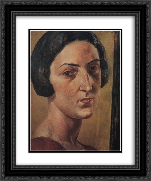 Portrait of M. Ehrenburg 20x24 Black Ornate Wood Framed Art Print Poster with Double Matting by Petrov Vodkin, Kuzma