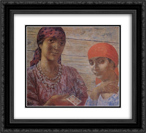 Gypsy 22x20 Black Ornate Wood Framed Art Print Poster with Double Matting by Petrov Vodkin, Kuzma