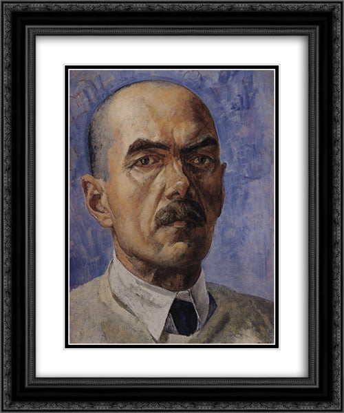 Self-portrait 20x24 Black Ornate Wood Framed Art Print Poster with Double Matting by Petrov Vodkin, Kuzma