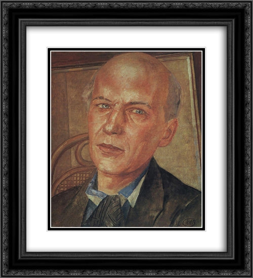 Portrait of Andrei Bely 20x22 Black Ornate Wood Framed Art Print Poster with Double Matting by Petrov Vodkin, Kuzma